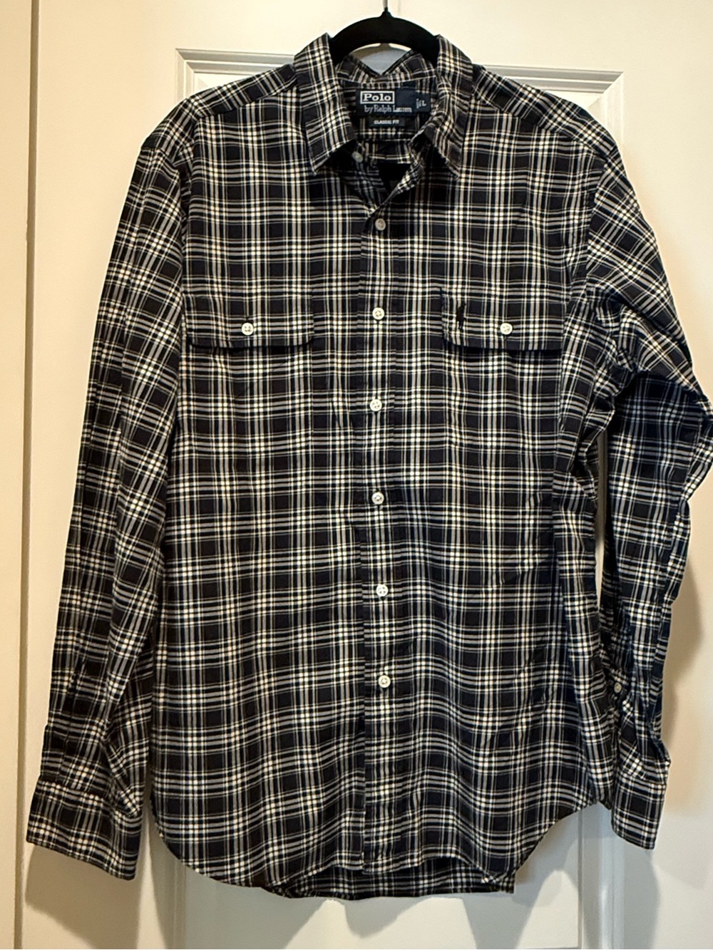 Polo Ralph Lauren Men’s Long Sleeve Plaid Black Size L Classic Fit